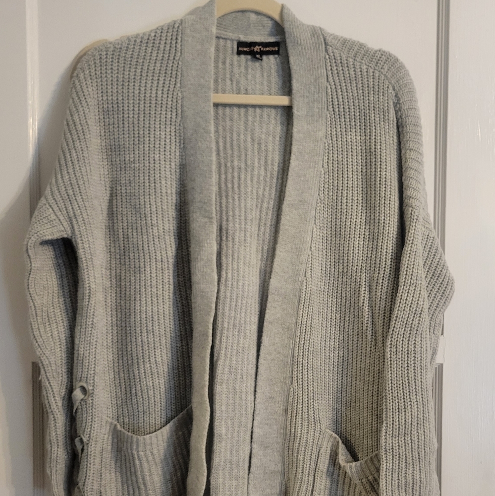 Grey cardigan with lace up sides